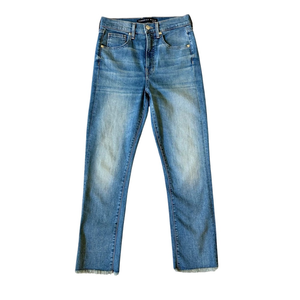 Veronica Beard Ryleigh Slim Straight High Rise Jeans Bright Glaze Blue Size 27/4